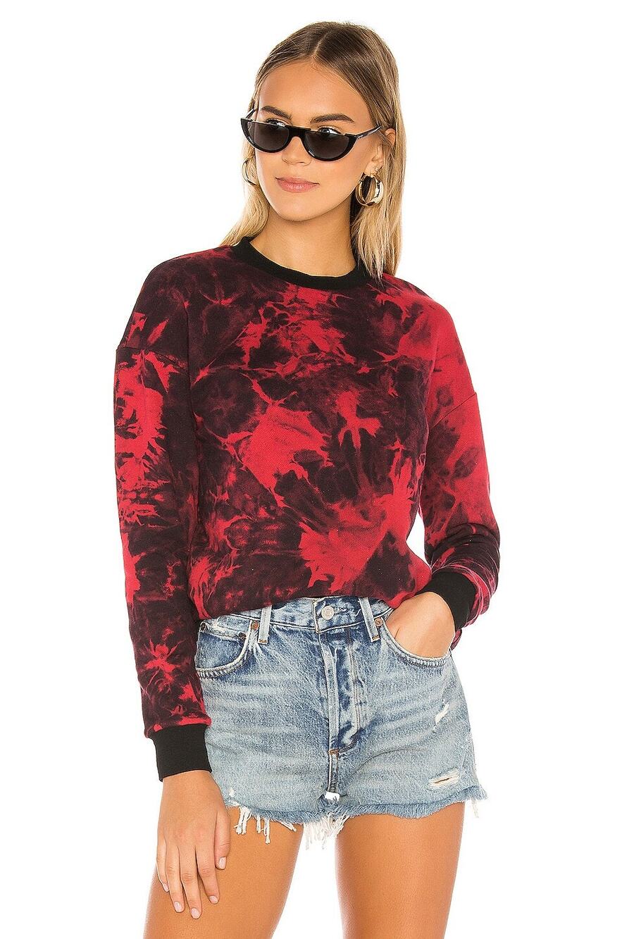 Superdown Breanna Tie Dye Crew Sweatshirt Red Black